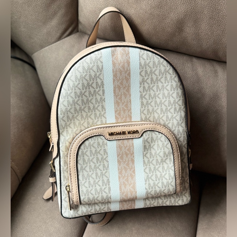 Michael Kors Cream and Tan Backpack